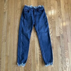 Kancan Maurices Womens Skinny Jeans Size 27 Black Denim Fray Stretch